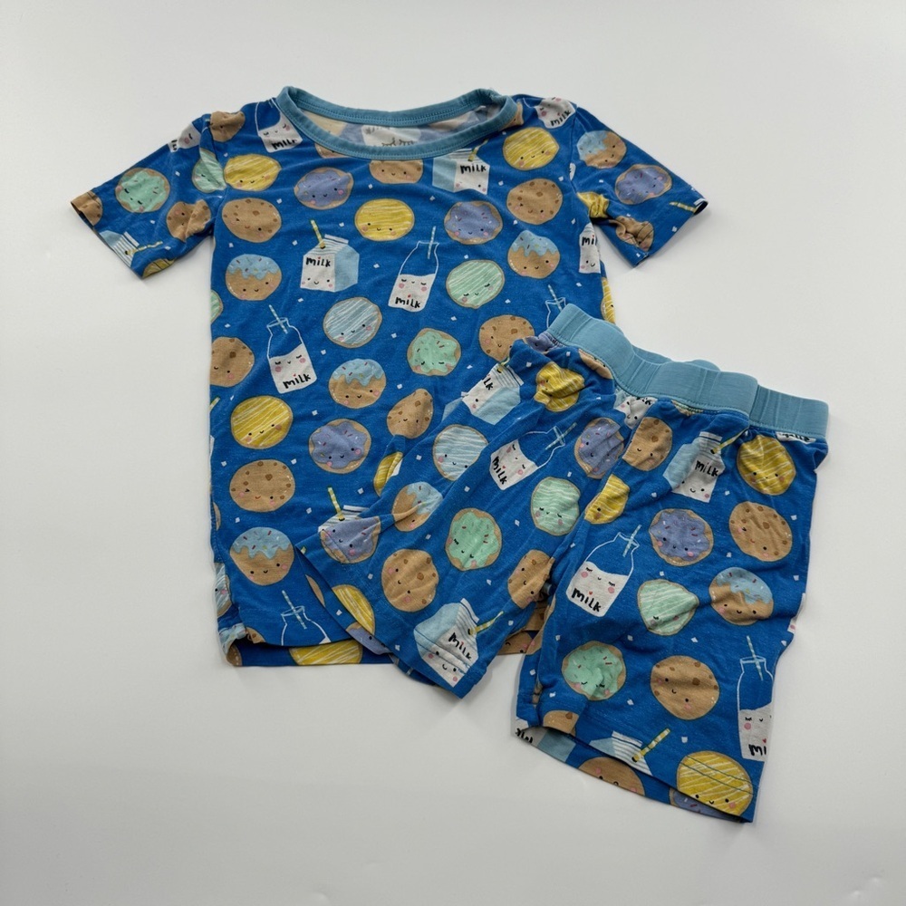 Little Sleepies Milk & Cookies Pajama Set Short Sleeve Size 3T